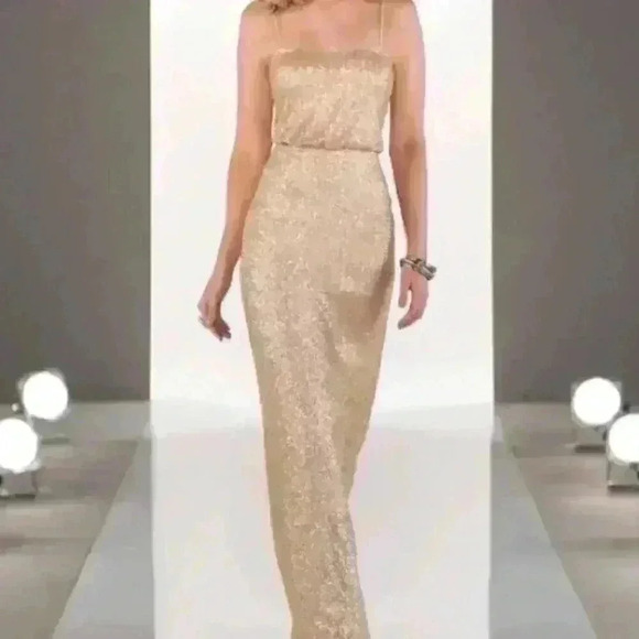NWT Sorella Vita Gild Sequin Gown Rose Gold Size 8 - Picture 1 of 7